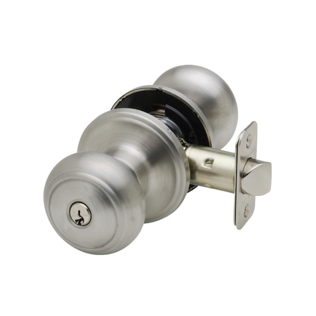 COPPER CREEK Colonial Knob Keyed Entry Function, Satin Stainless CK2040SS